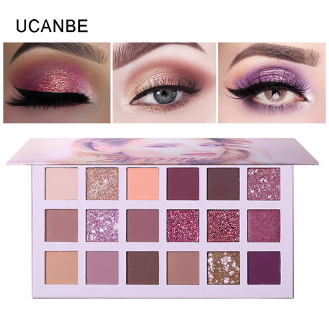 Ucanbe Nude Palette Aromas 18 Colors Matte Glitter Eyeshadow Natural Radiant Shine Eye Shadow Pigment Long Lasting Rose Makeup