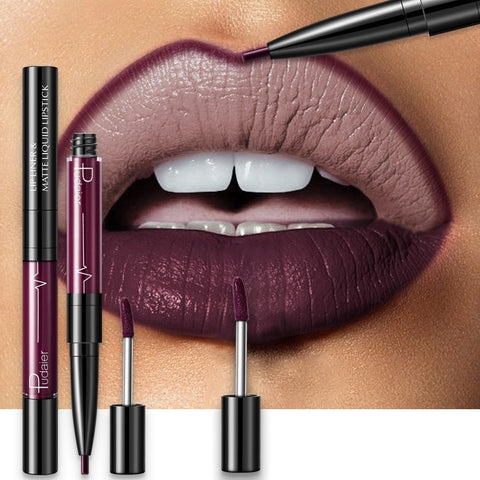 16 Color Double-ended Lipstick Lips Makeup Easy to Wear Matte Lip Gloss Lipliner Pencil Red Nude Pink Purple Liquid Lipsticks