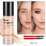 Foundation Base Makeup Professional Face Matte Finish Liquid Make Up Concealer Cream Waterproof Natural Cosmetic