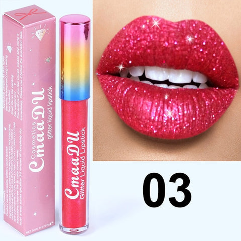 Matte to Glitter Liquid Lipstick Long lasting Magical Color Shiny Lip gloss Shimmer Lip Tint Hot